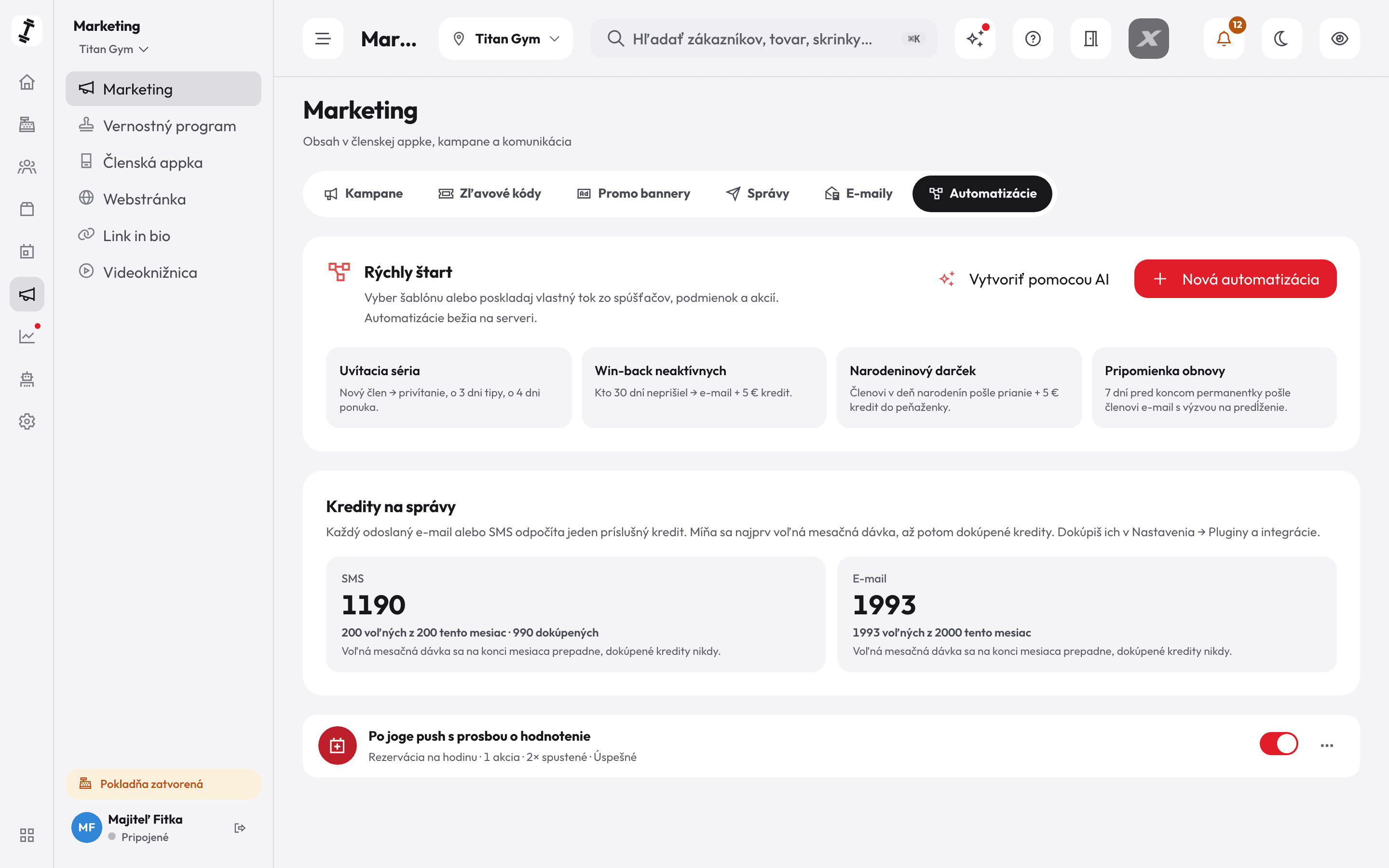 Automatizace v panelu RepUp — šablony na jedno kliknutí, kredity na zprávy a seznam běžících toků