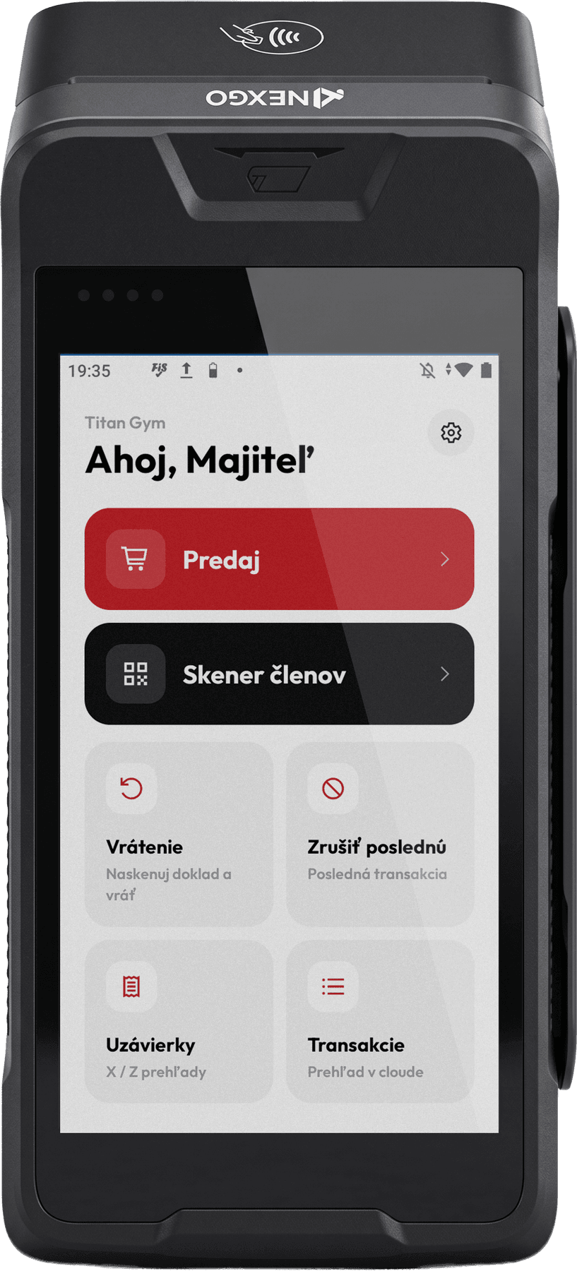Platební terminál s aplikací RepUp POS — Prodej, Skener členů, Vrácení a uzávěrky přímo na displeji