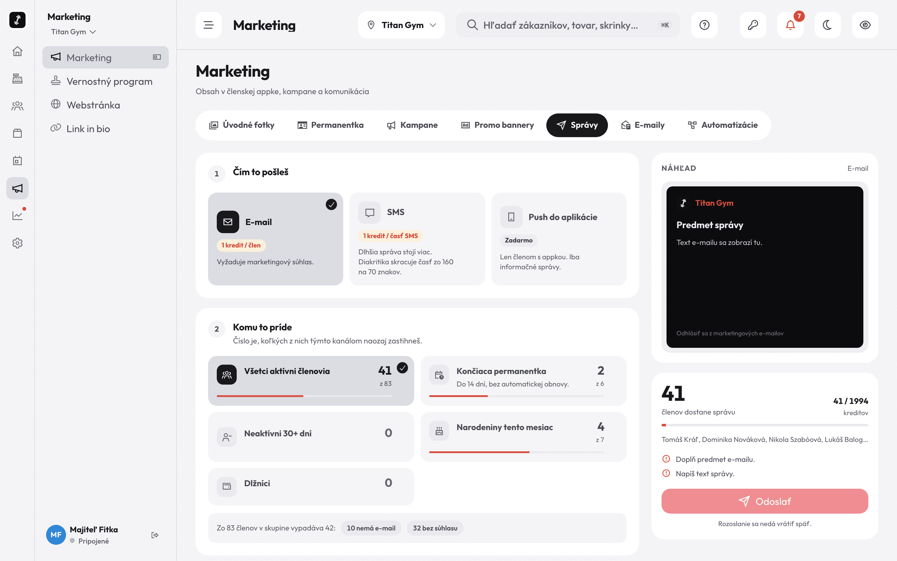 Marketing v panelu RepUp — kampaně, zprávy a automatizace na jedné obrazovce